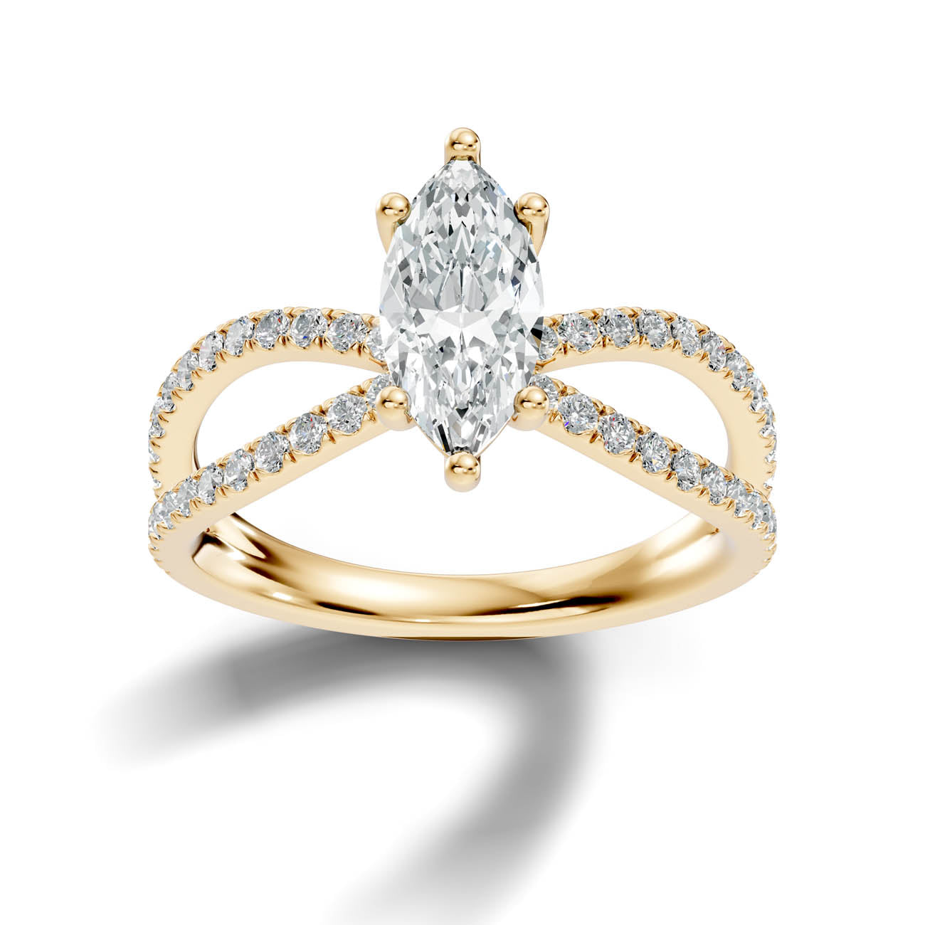 1.40 Ct. Marquise Diamond Crossover Ring with Pavé Band (23-d) 4