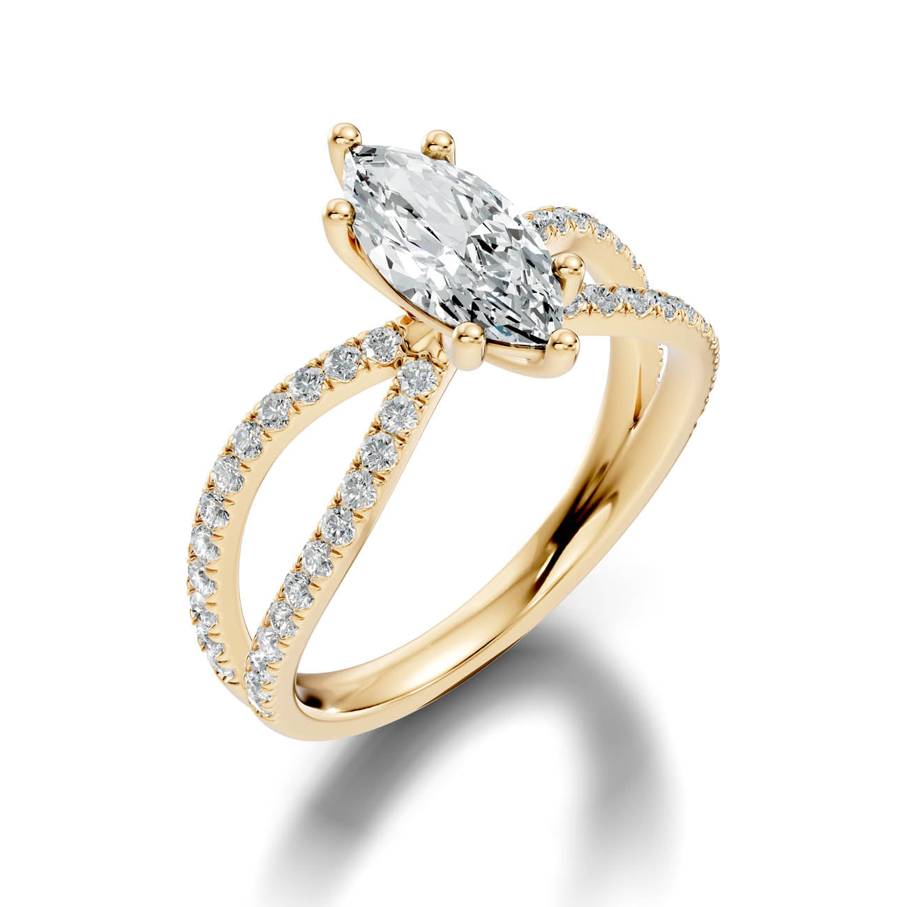 1.40 Ct. Marquise Diamond Crossover Ring with Pavé Band (23-d)