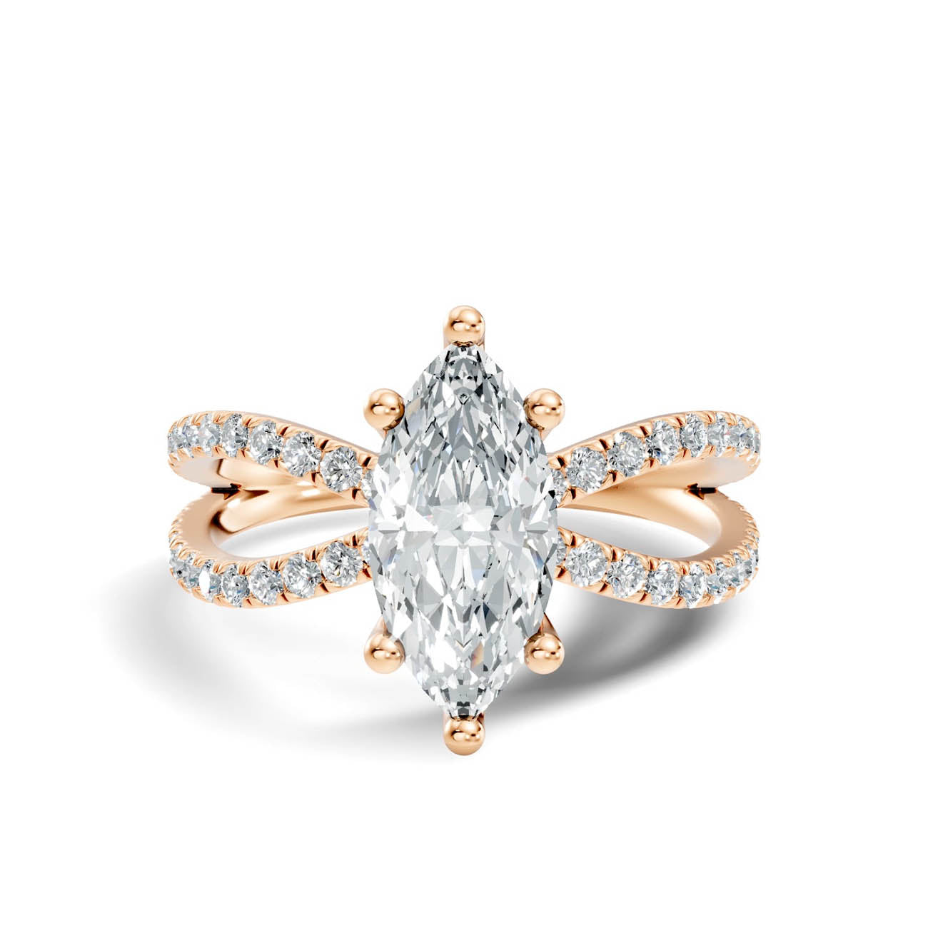 1.40 Ct. Marquise Diamond Crossover Ring with Pavé Band (23-d) 6