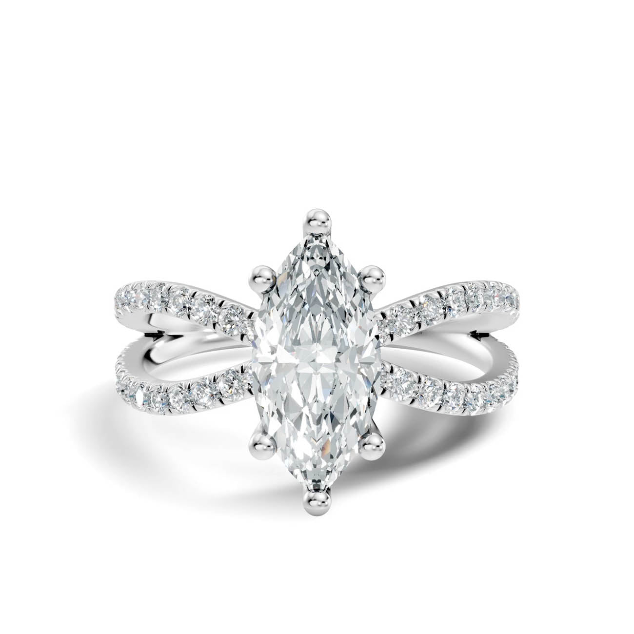 1.40 Ct. Marquise Diamond Crossover Ring with Pavé Band (23-d) 11