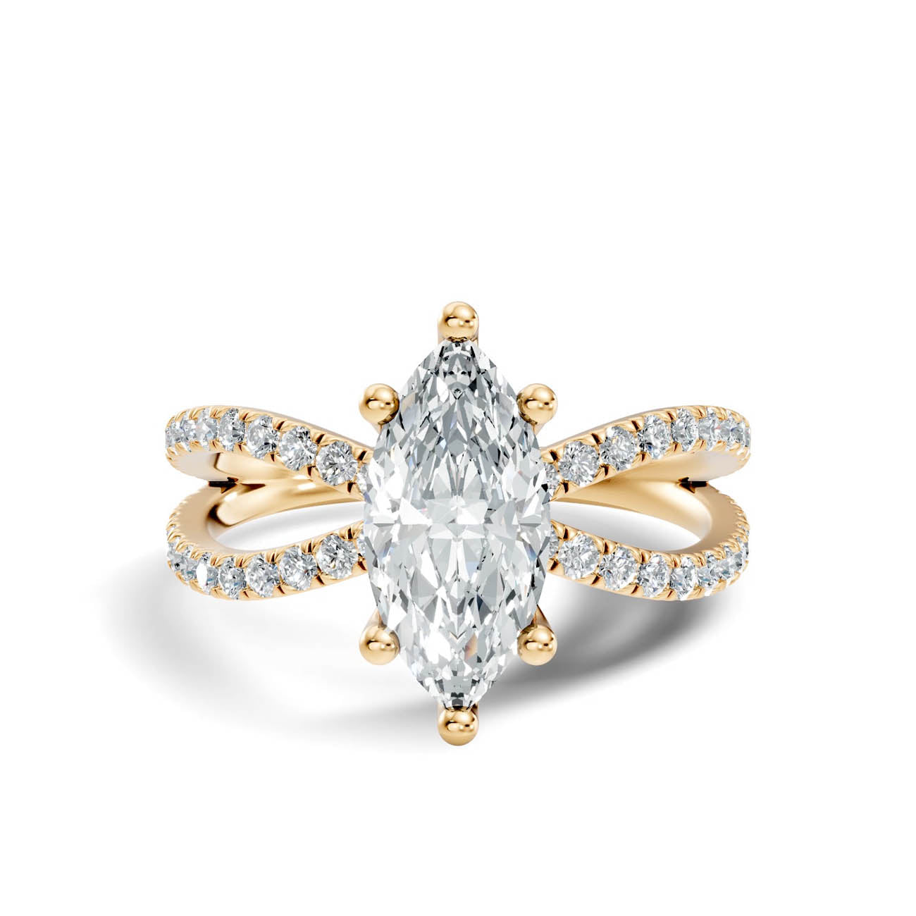 1.40 Ct. Marquise Diamond Crossover Ring with Pavé Band (23-d) 3