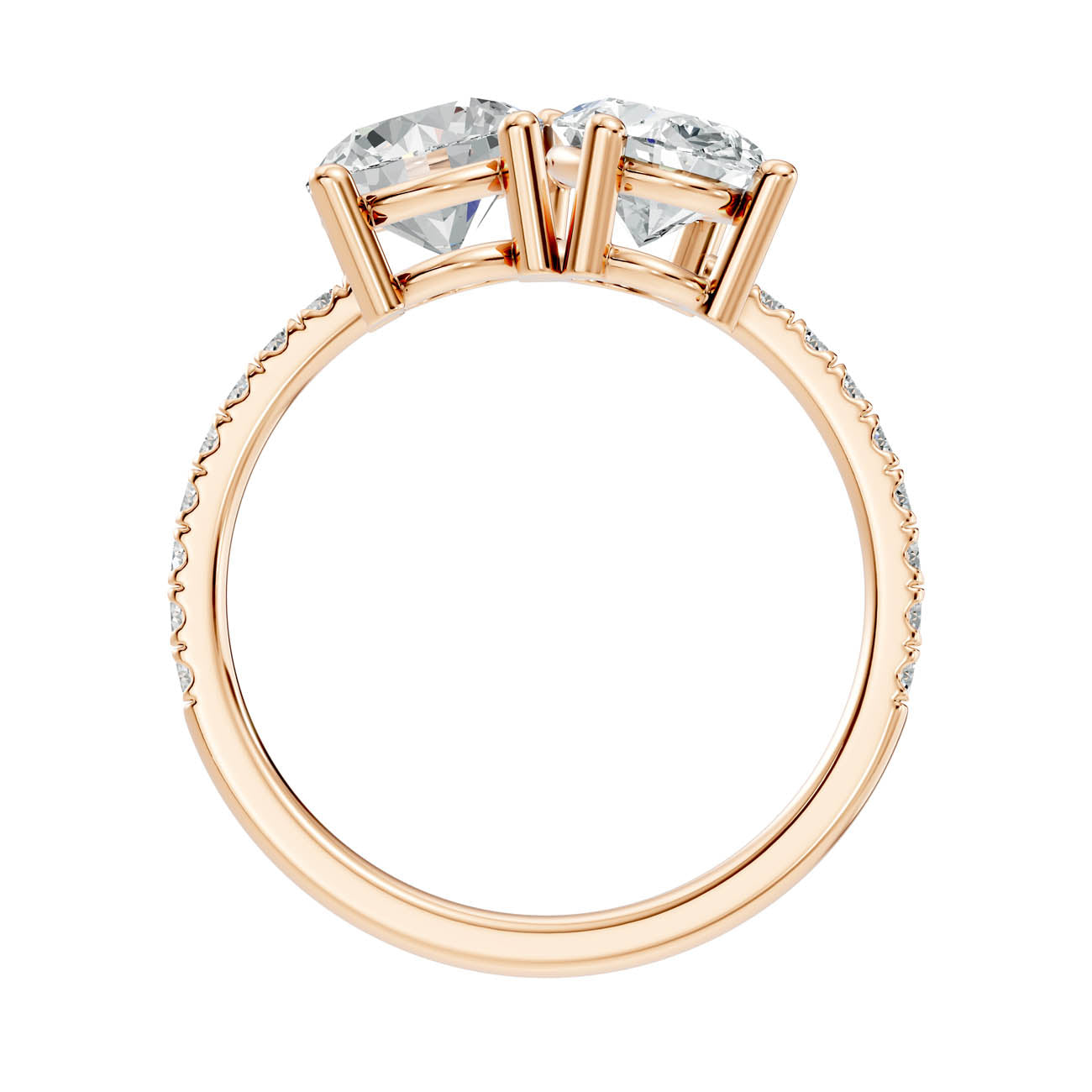 2.15 Ct Round & Oval Two-Stone Diamond Ring with Pavé Band (16-a) 5