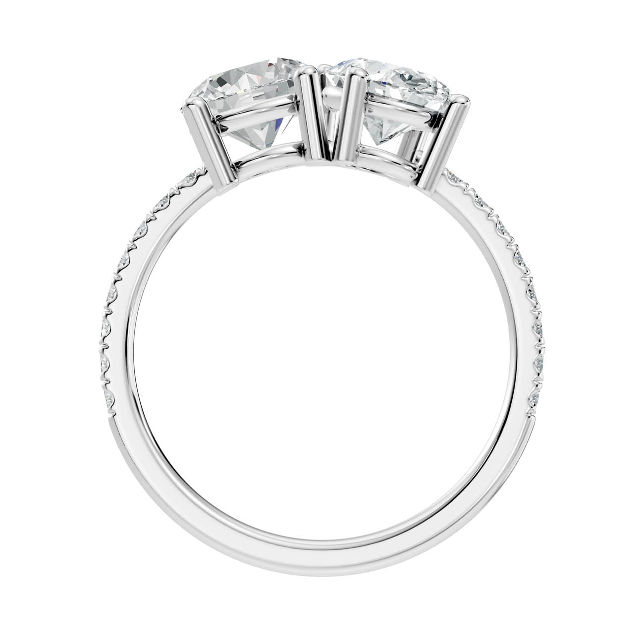 2.15 Ct Round & Oval Two-Stone Diamond Ring with Pavé Band (16-a) 11