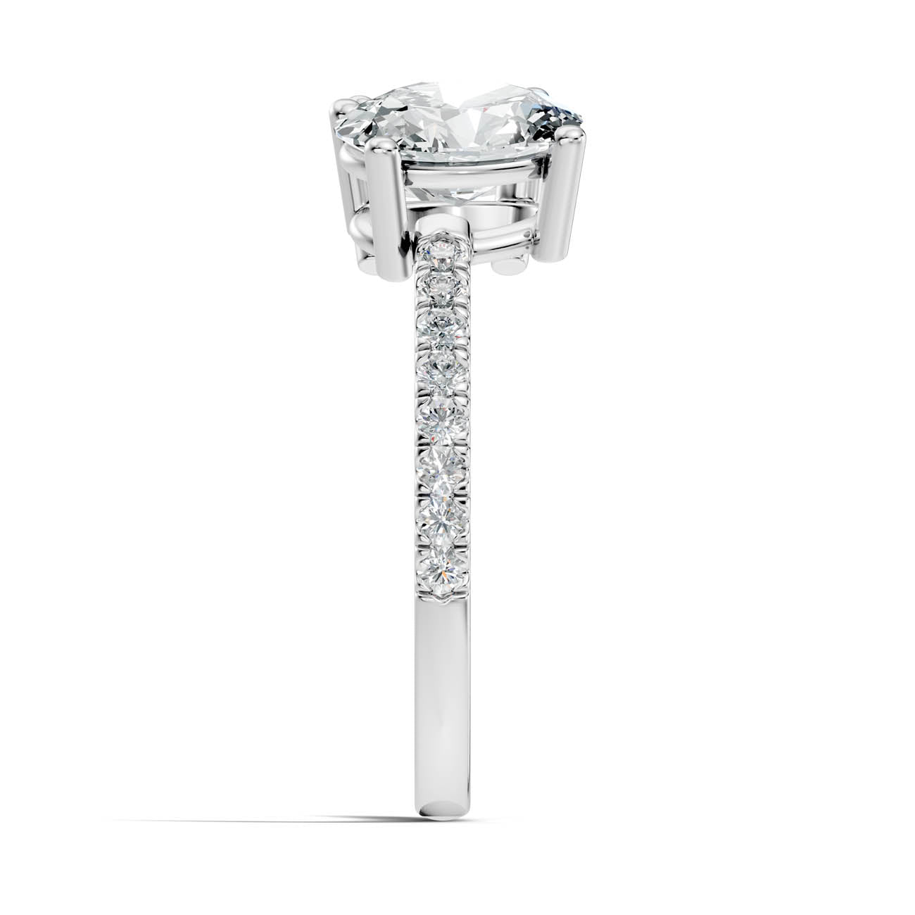 2.15 Ct Round & Oval Two-Stone Diamond Ring with Pavé Band (16-a) 12