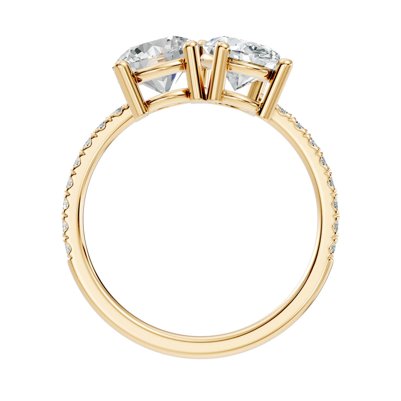 2.15 Ct Round & Oval Two-Stone Diamond Ring with Pavé Band (16-a) 14