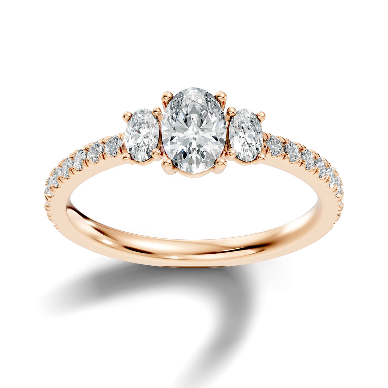 .80 Ct. Oval Three-Stone Diamond Ring with Pavé Band (17-b) 7