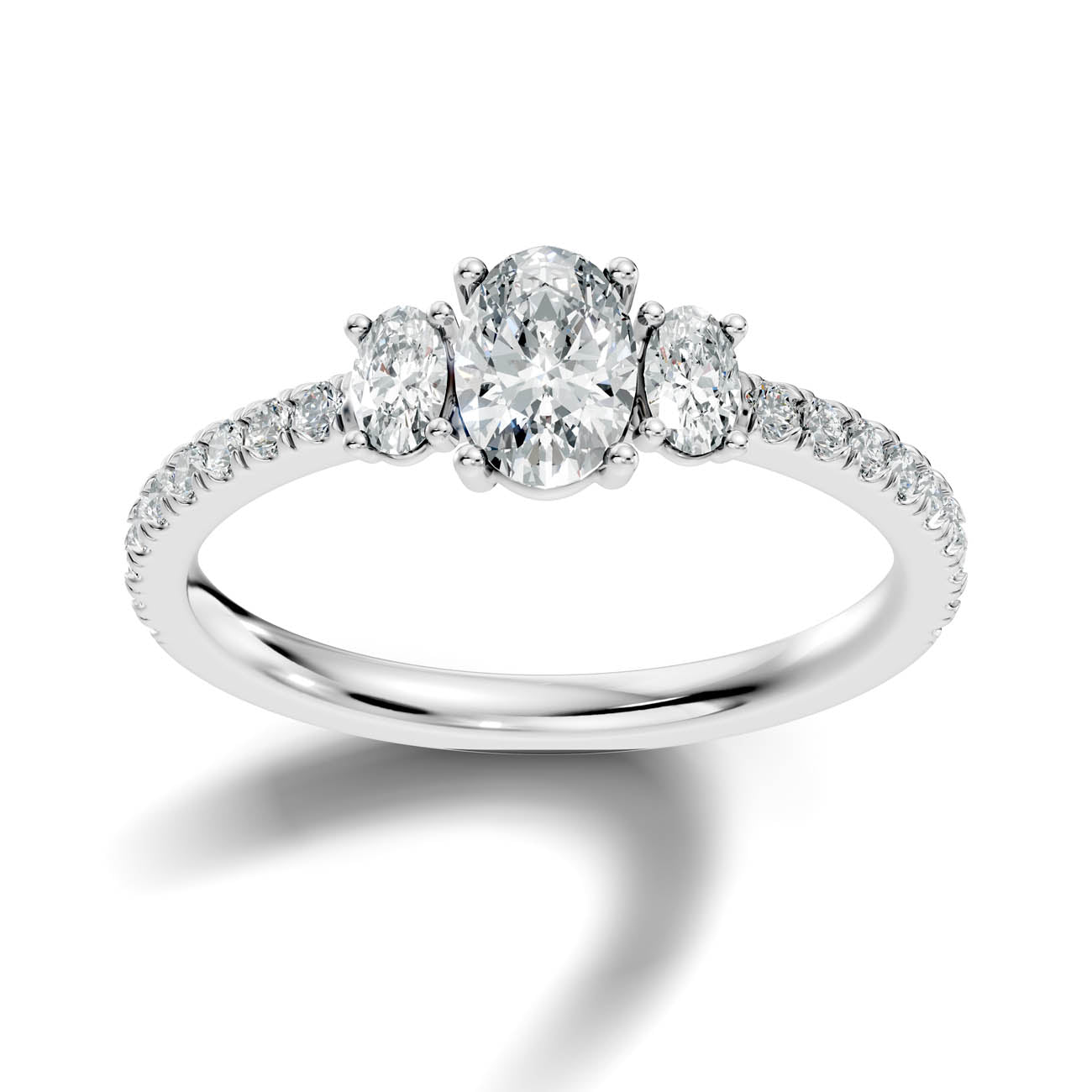 .80 Ct. Oval Three-Stone Diamond Ring with Pavé Band (17-b)