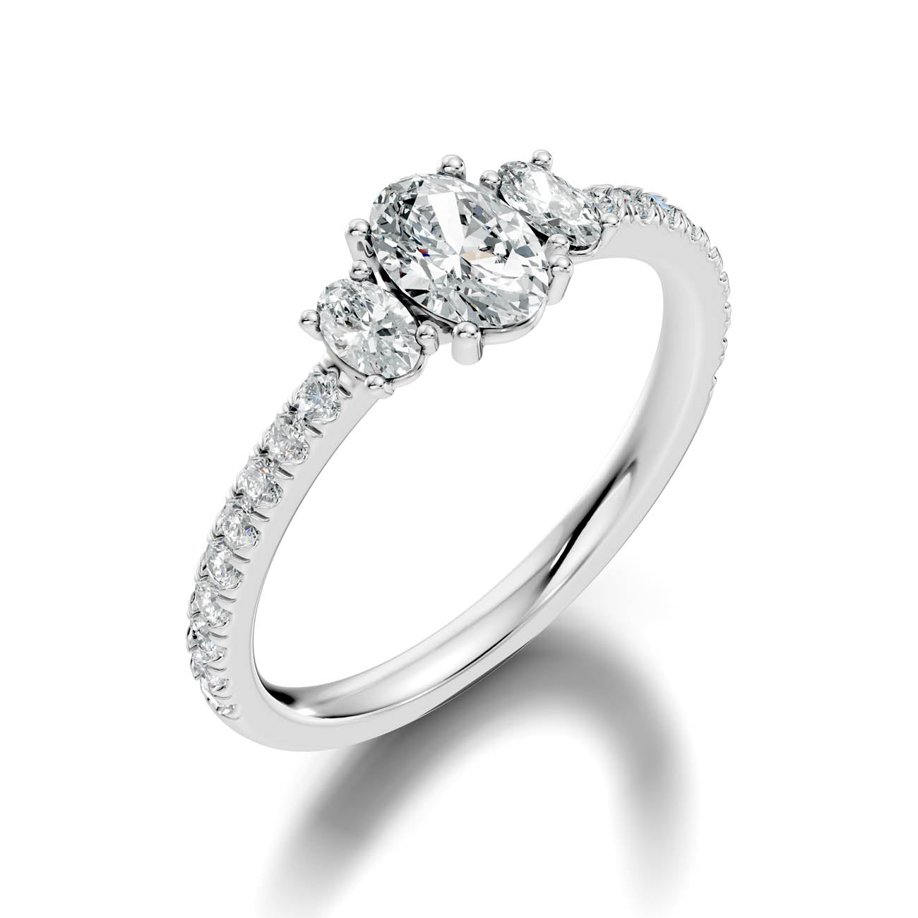 .80 Ct. Oval Three-Stone Diamond Ring with Pavé Band (17-b) 13