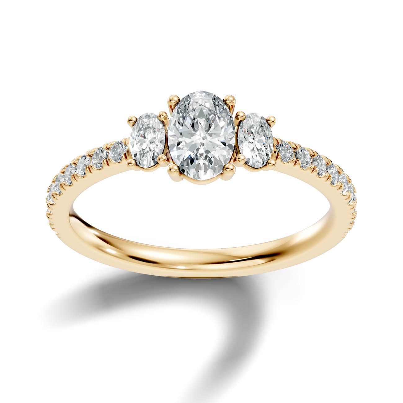 .80 Ct. Oval Three-Stone Diamond Ring with Pavé Band (17-b) 4