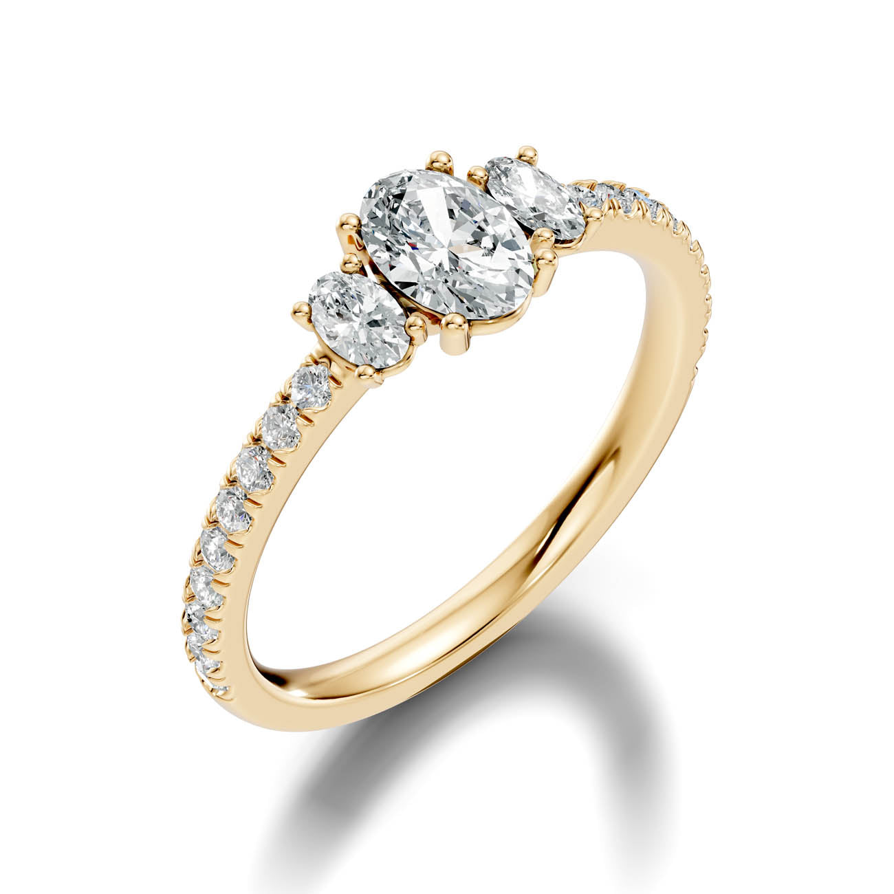 .80 Ct. Oval Three-Stone Diamond Ring with Pavé Band (17-b)
