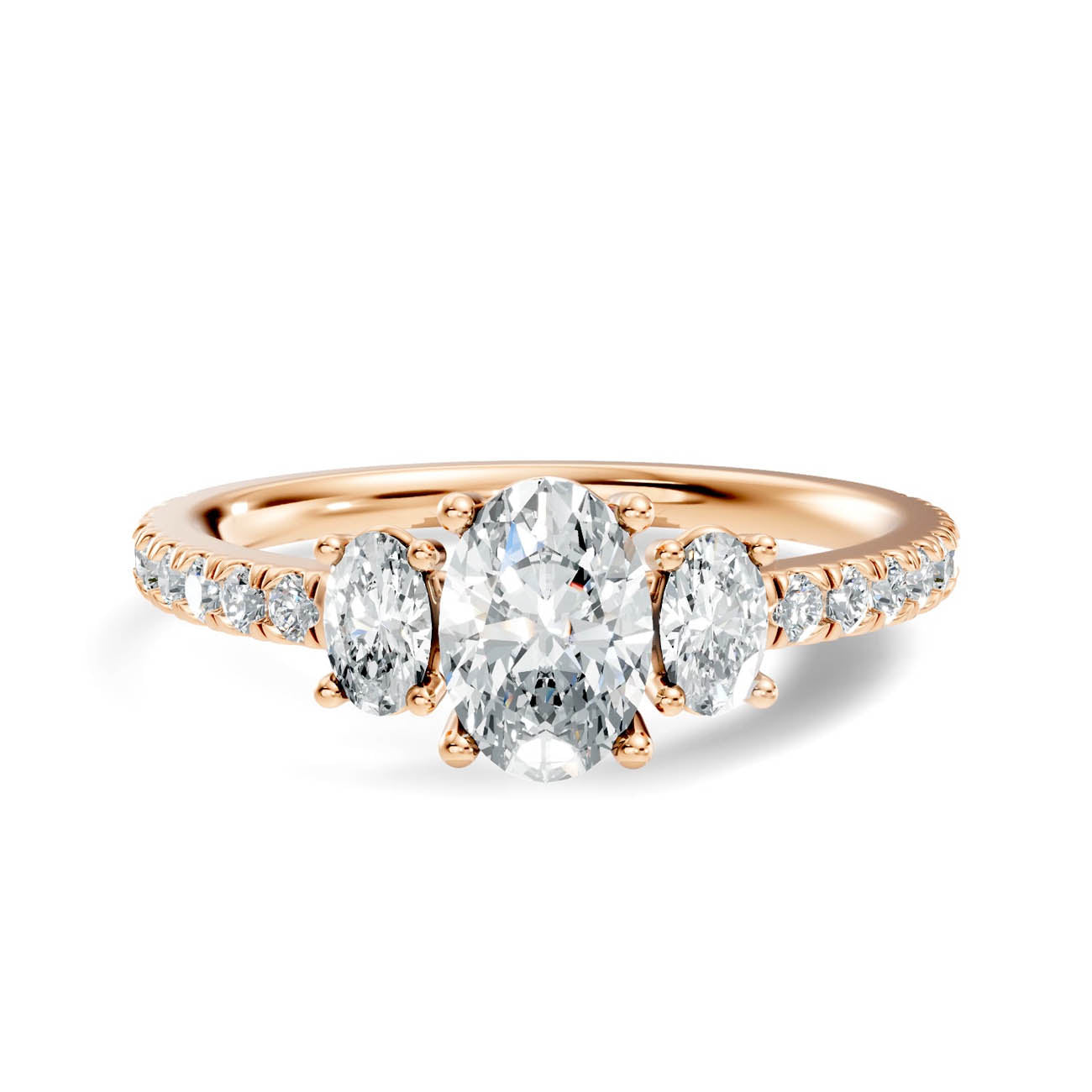 .80 Ct. Oval Three-Stone Diamond Ring with Pavé Band (17-b) 6
