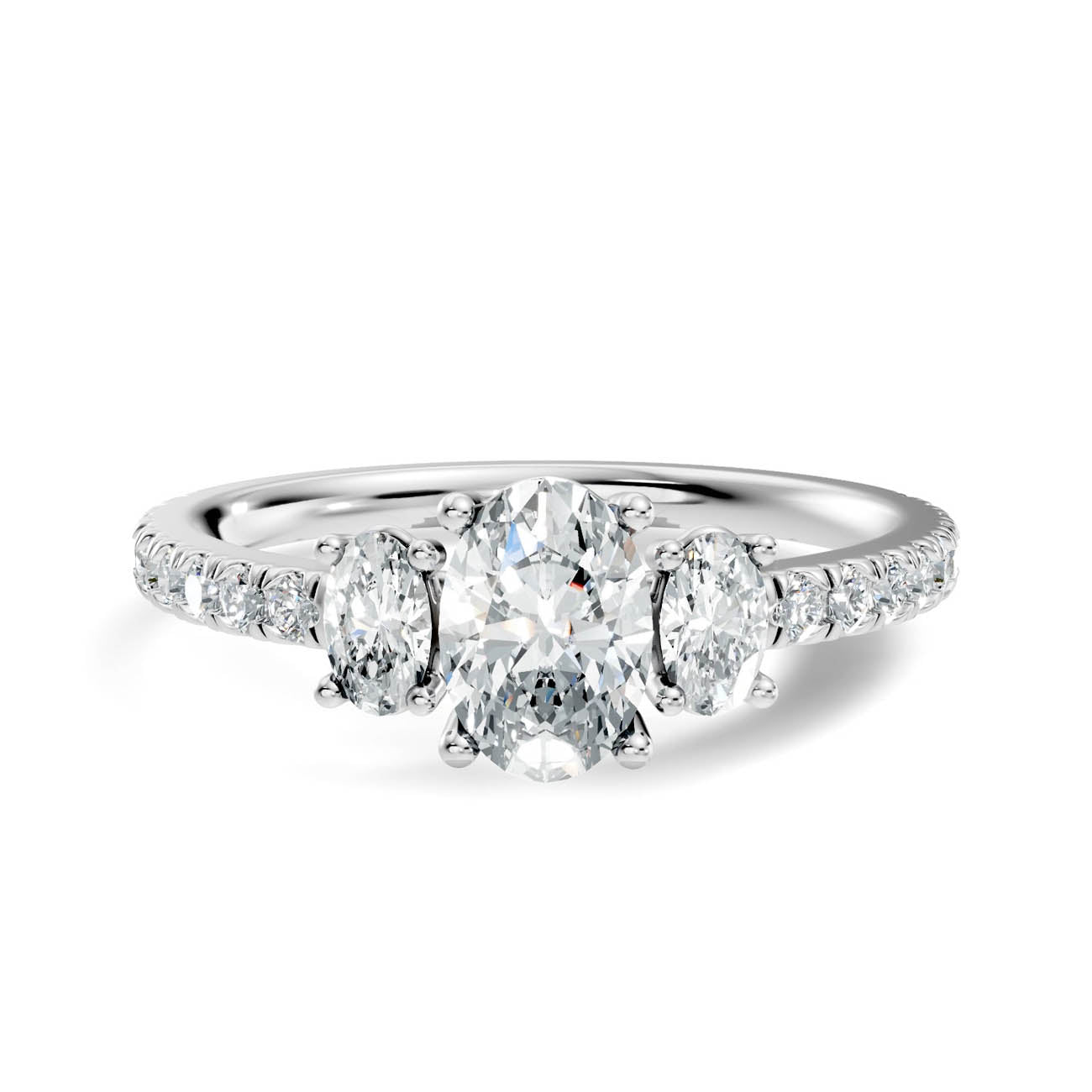 .80 Ct. Oval Three-Stone Diamond Ring with Pavé Band (17-b) 10