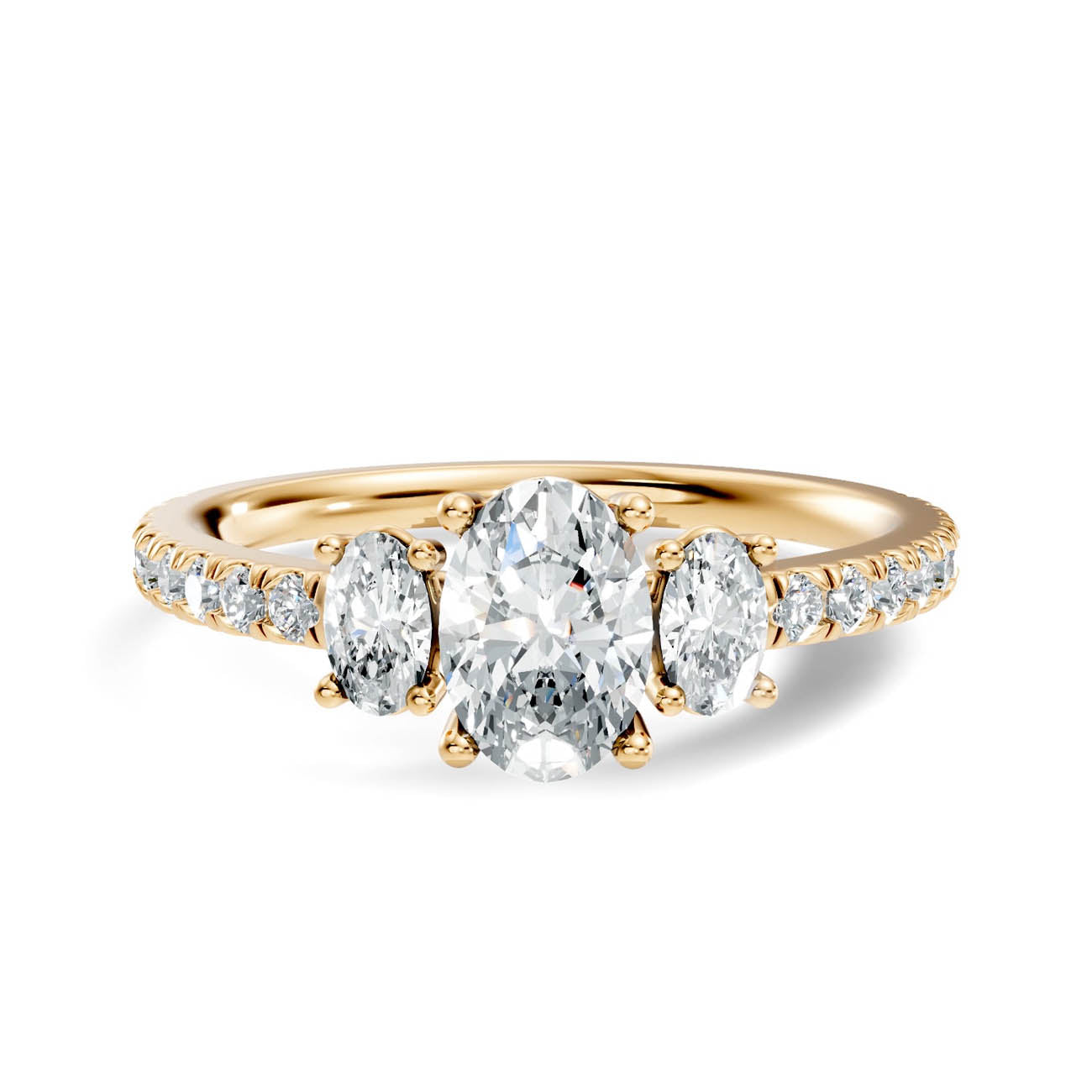 .80 Ct. Oval Three-Stone Diamond Ring with Pavé Band (17-b) 3