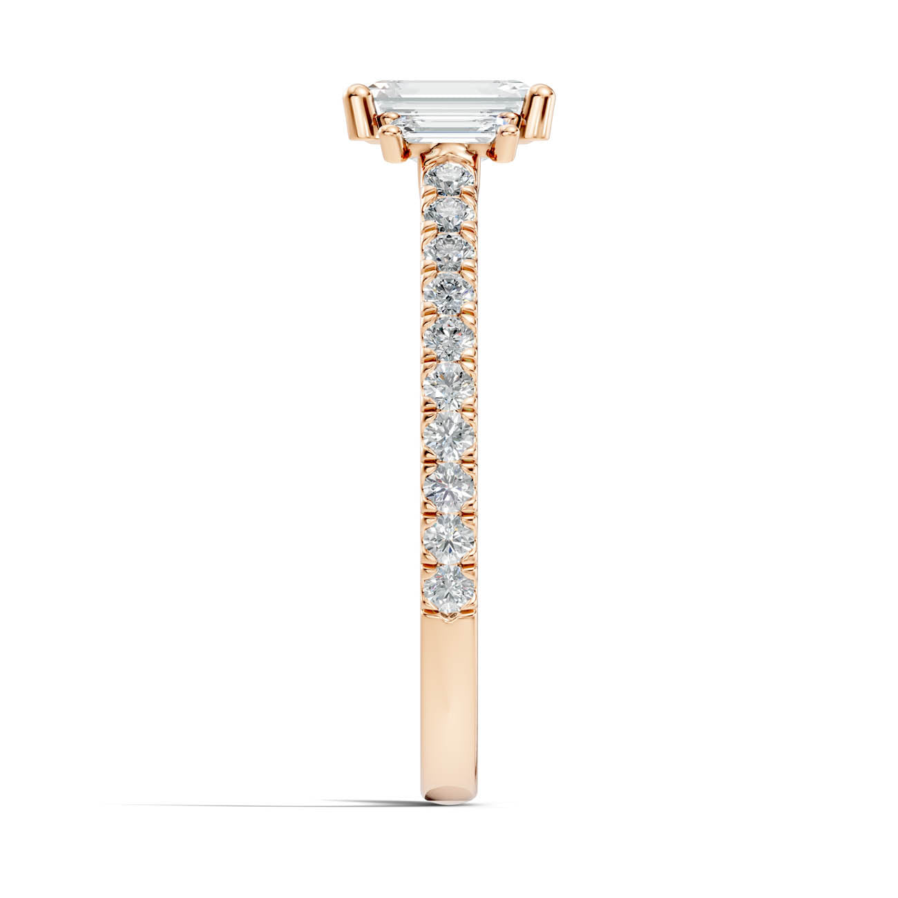 .88 Ct. Emerald Cut Three-Stone Diamond Ring with Pavé Band (17-c) 8