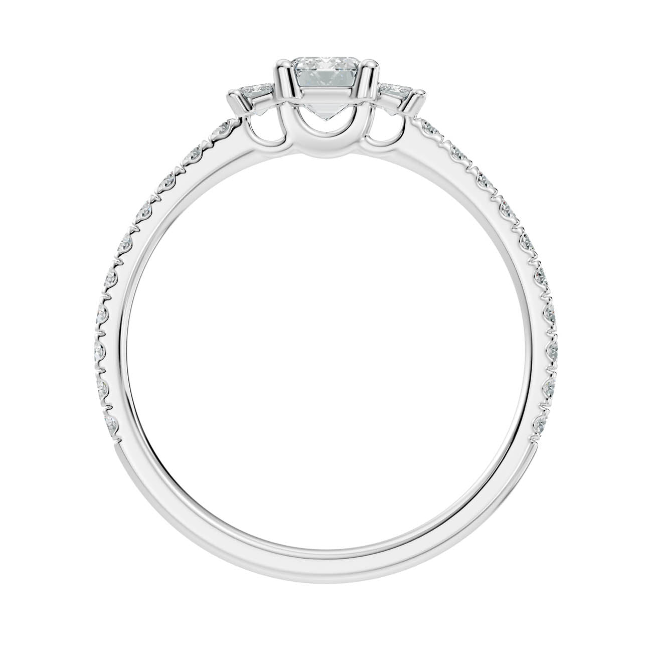 .88 Ct. Emerald Cut Three-Stone Diamond Ring with Pavé Band (17-c) 11