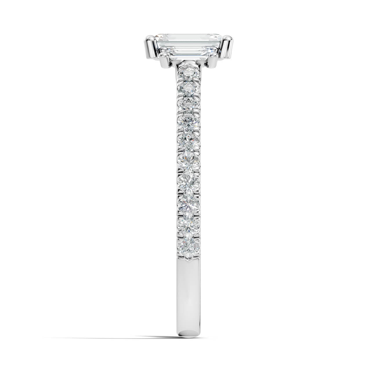 .88 Ct. Emerald Cut Three-Stone Diamond Ring with Pavé Band (17-c) 12