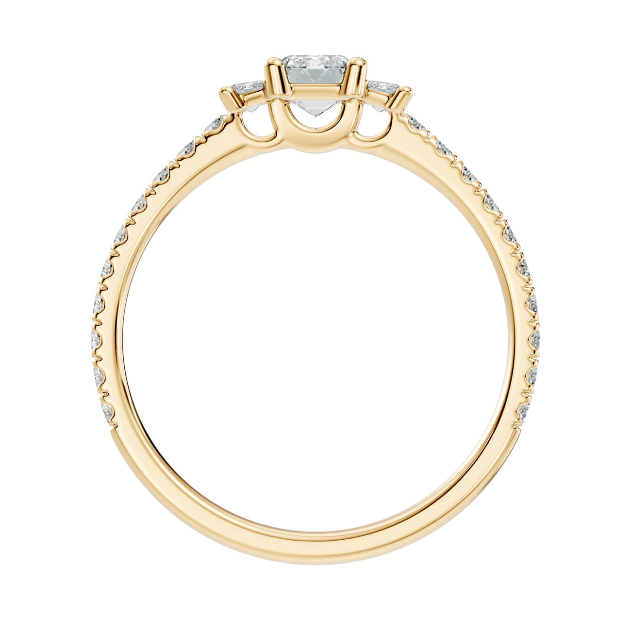 .88 Ct. Emerald Cut Three-Stone Diamond Ring with Pavé Band (17-c) 14