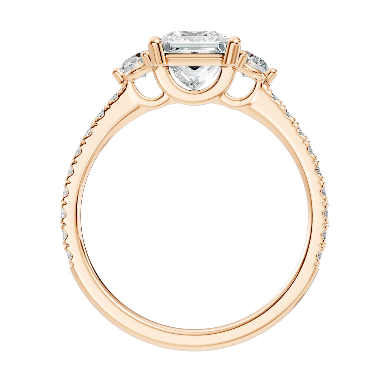 1.38 Ct. Princess Cut Diamond Ring with Pavé Band and Round Side Stones (17-f) 5