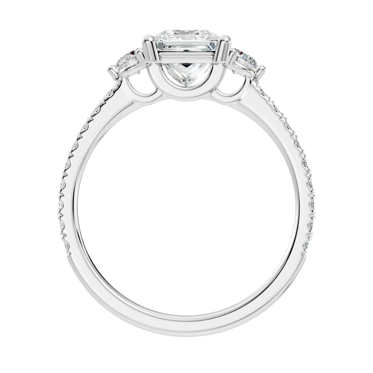 1.38 Ct. Princess Cut Diamond Ring with Pavé Band and Round Side Stones (17-f) 11