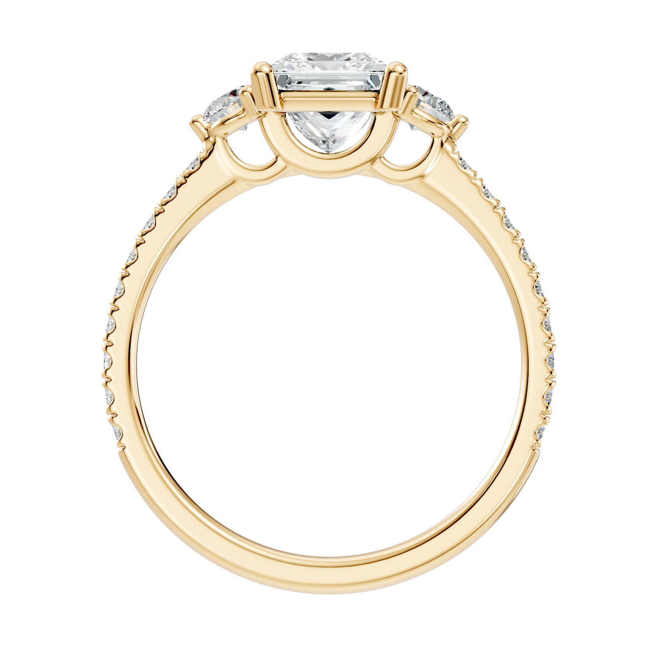 1.38 Ct. Princess Cut Diamond Ring with Pavé Band and Round Side Stones (17-f) 14