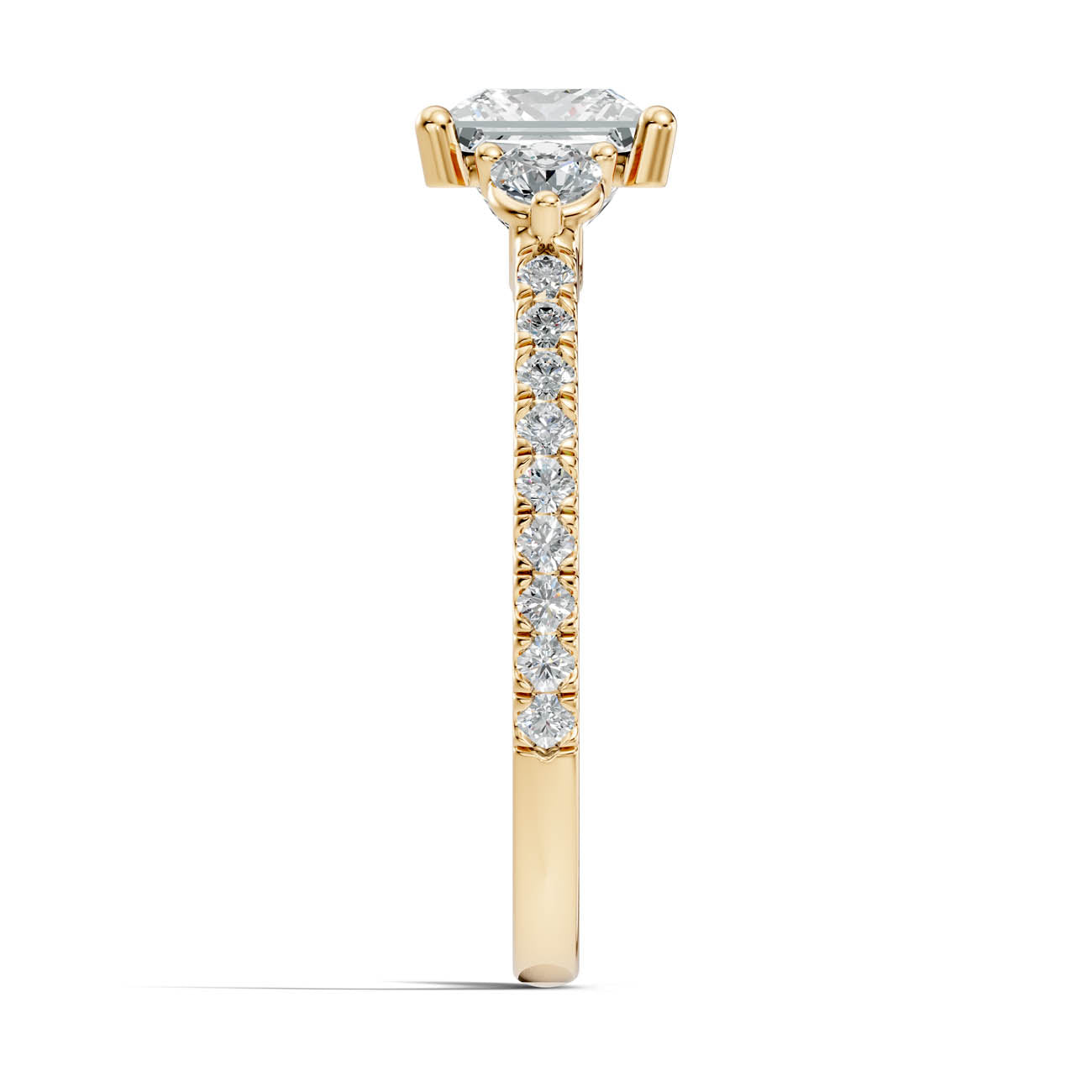 1.38 Ct. Princess Cut Diamond Ring with Pavé Band and Round Side Stones (17-f) 15