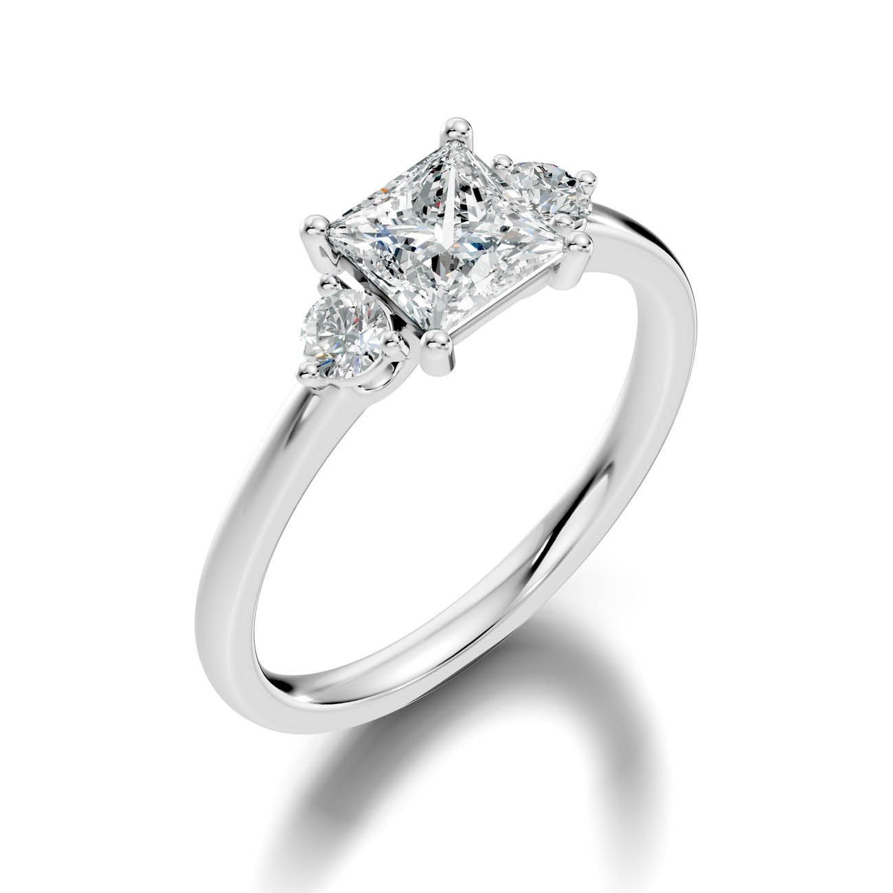 1.20 Ct. Princess Cut Diamond Ring with Round Side Stones (17-f copy) 13