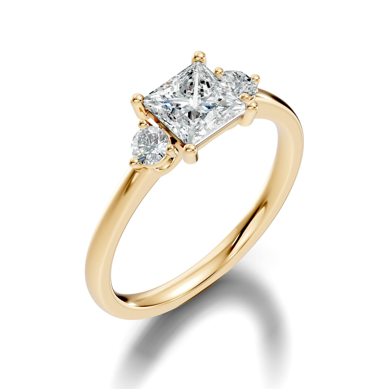 1.20 Ct. Princess Cut Diamond Ring with Round Side Stones (17-f copy)