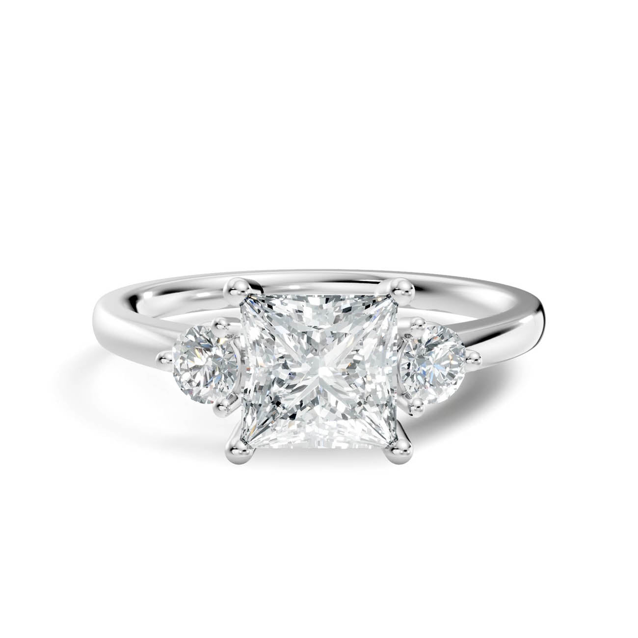1.20 Ct. Princess Cut Diamond Ring with Round Side Stones (17-f copy) 10
