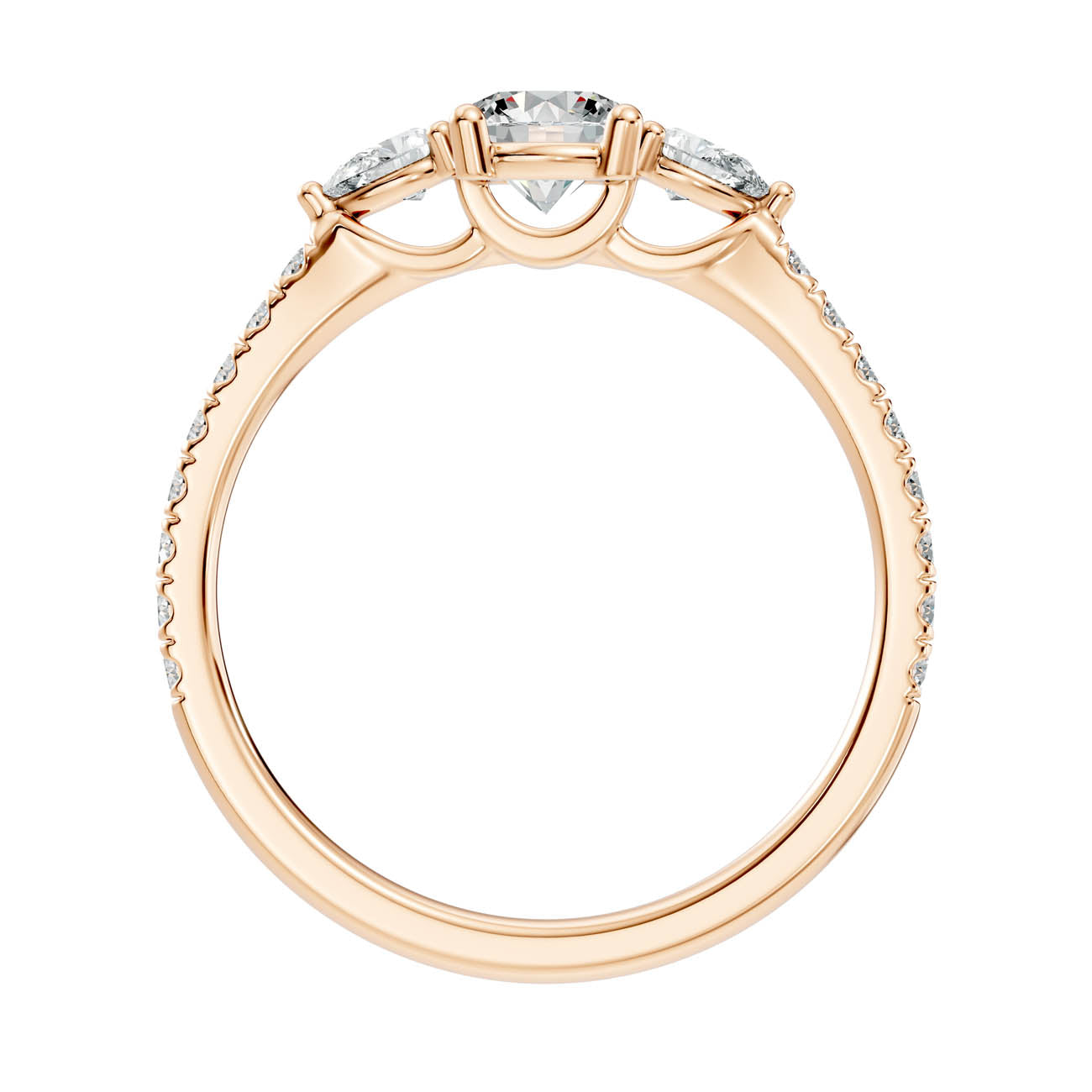 .86 Ct. Round Diamond Ring with Pear Side Stones and Pavé Shank (17-g) 5