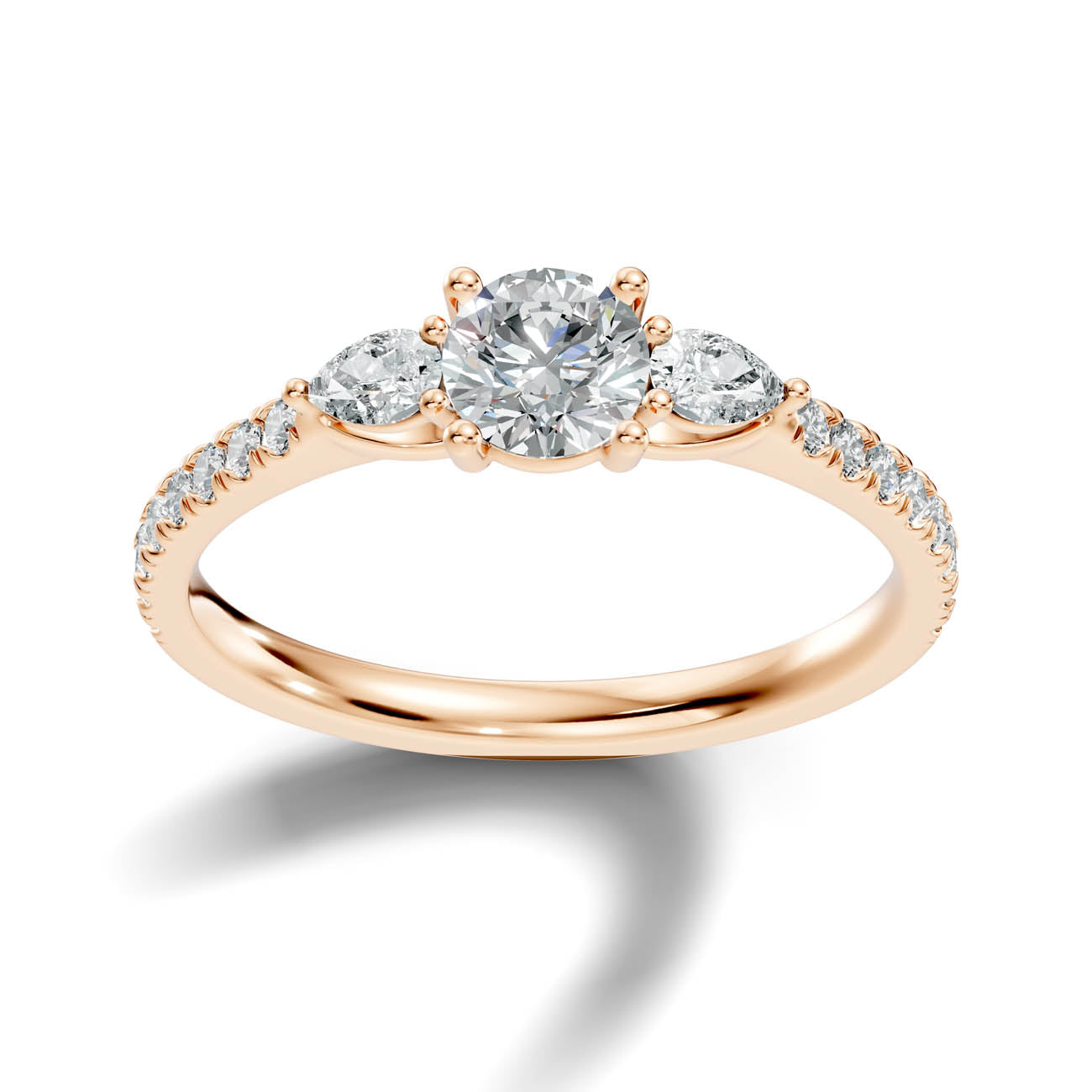 .86 Ct. Round Diamond Ring with Pear Side Stones and Pavé Shank (17-g) 7