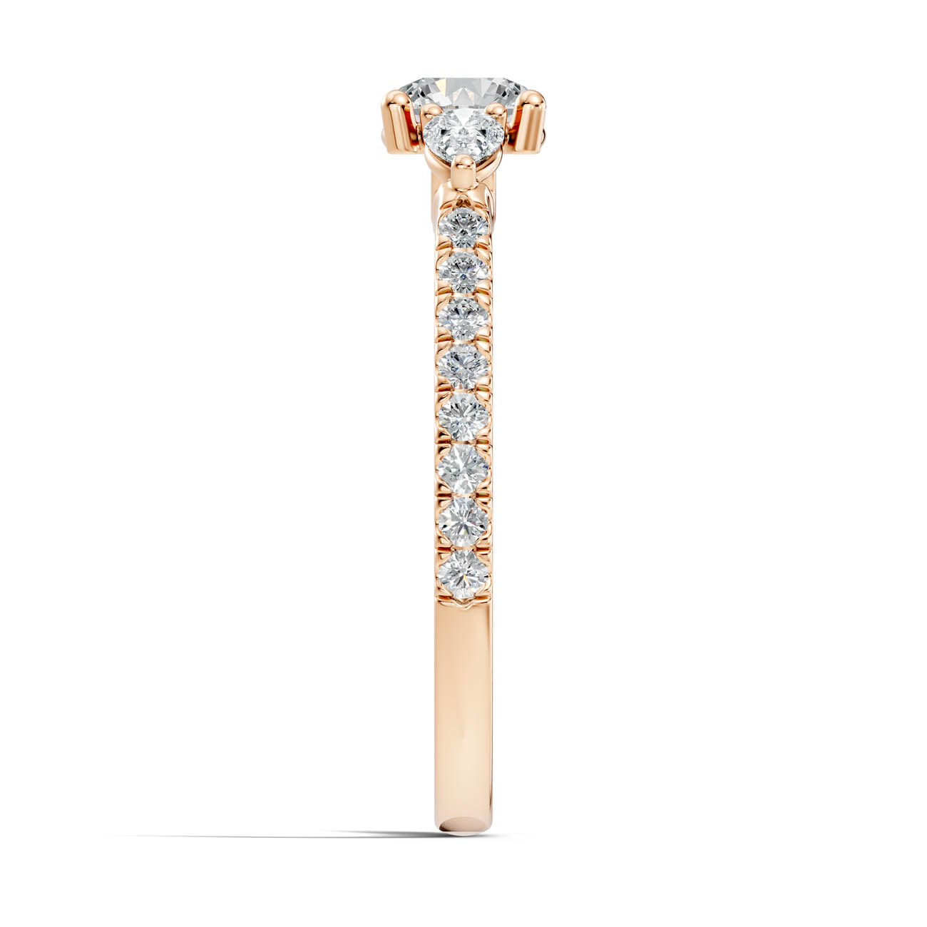 .86 Ct. Round Diamond Ring with Pear Side Stones and Pavé Shank (17-g) 8