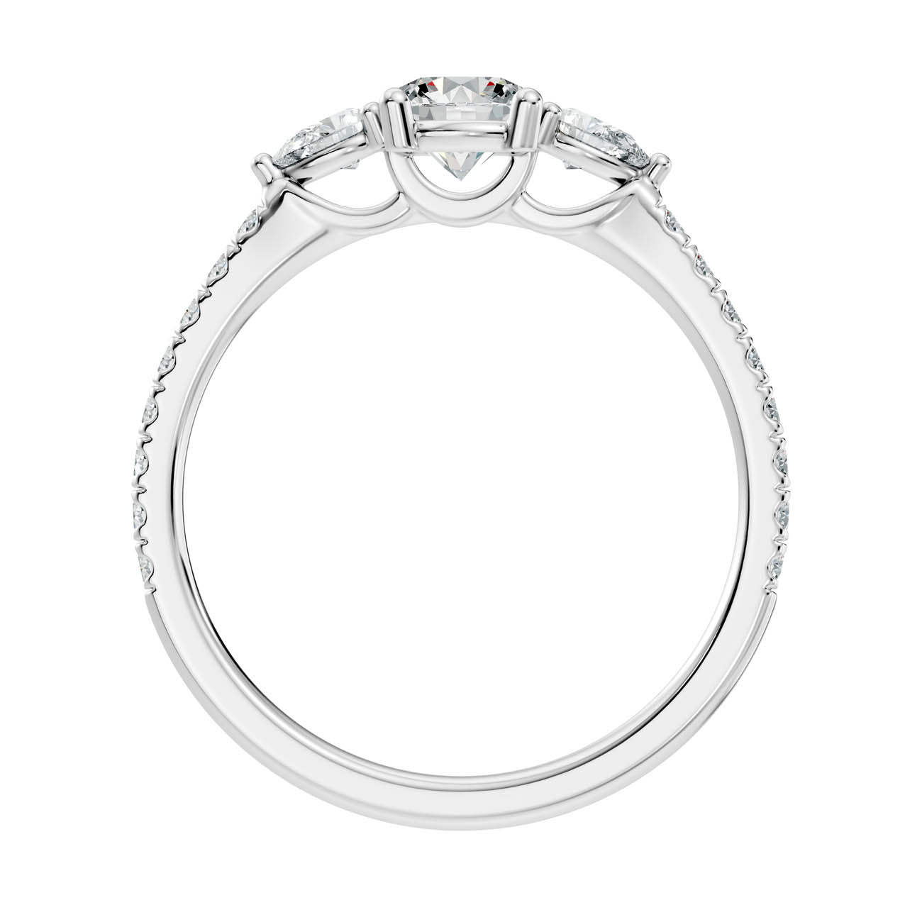 .86 Ct. Round Diamond Ring with Pear Side Stones and Pavé Shank (17-g) 11