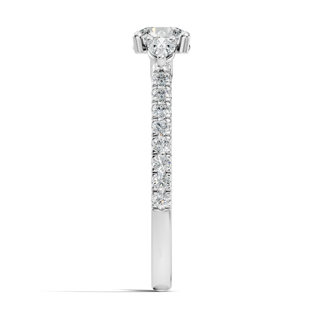 .86 Ct. Round Diamond Ring with Pear Side Stones and Pavé Shank (17-g) 12