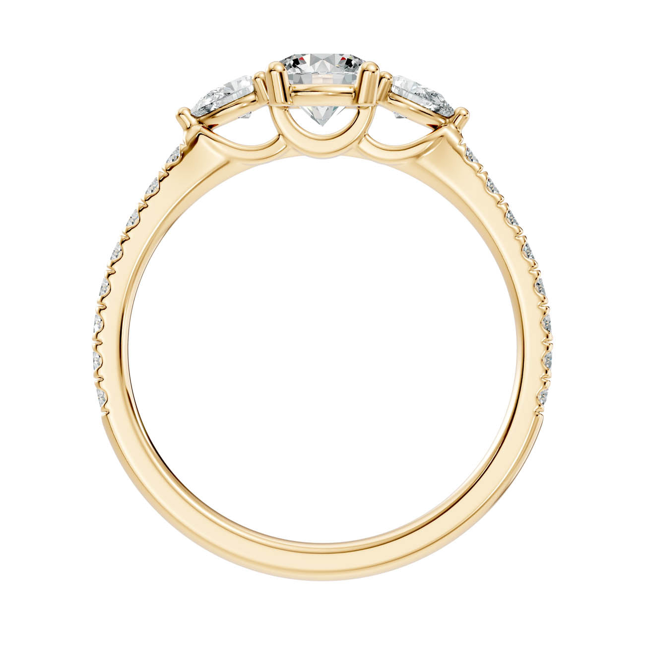 .86 Ct. Round Diamond Ring with Pear Side Stones and Pavé Shank (17-g) 14