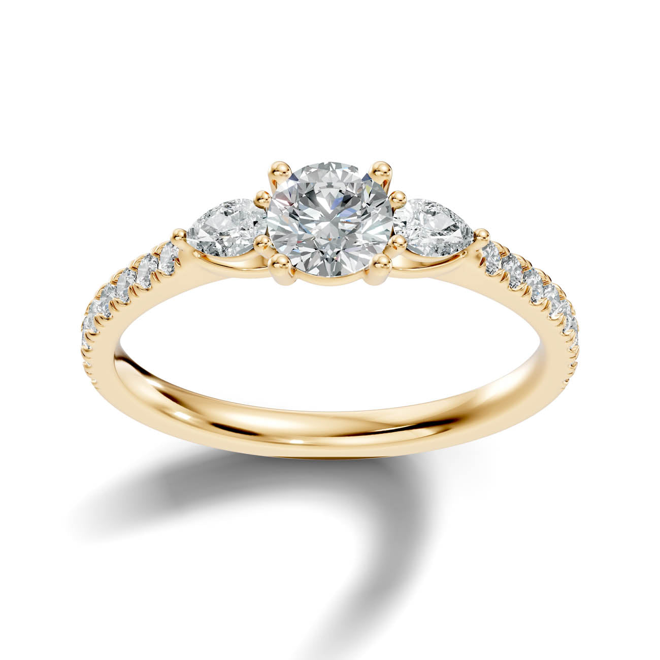 .86 Ct. Round Diamond Ring with Pear Side Stones and Pavé Shank (17-g) 4