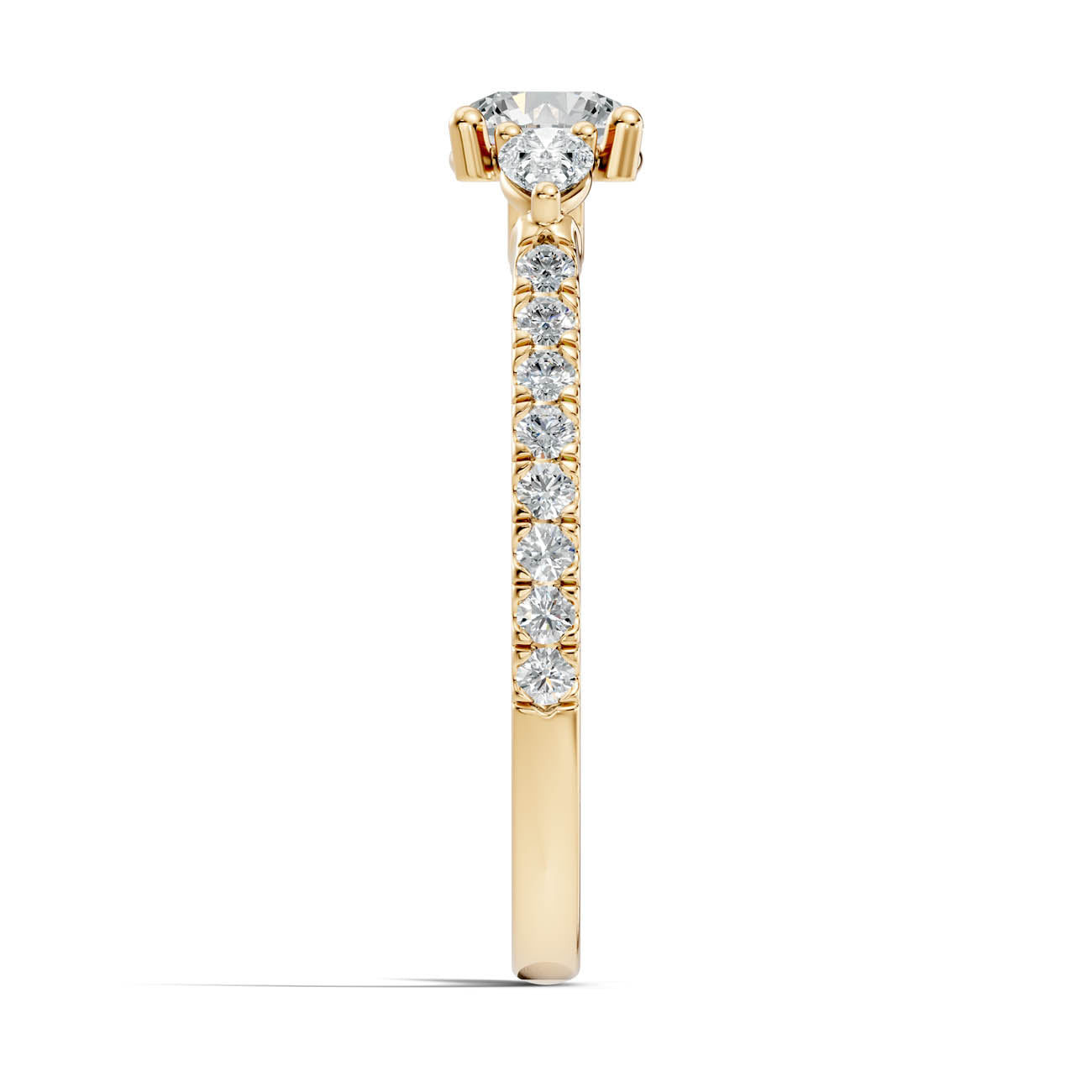 .86 Ct. Round Diamond Ring with Pear Side Stones and Pavé Shank (17-g) 15