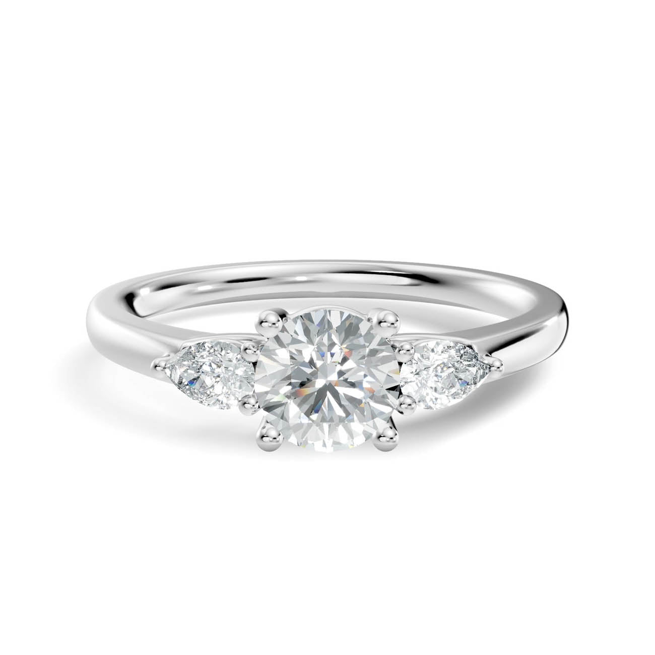 .70 Ct. Round Diamond Ring with Pear Side Accents (17-g copy) 10