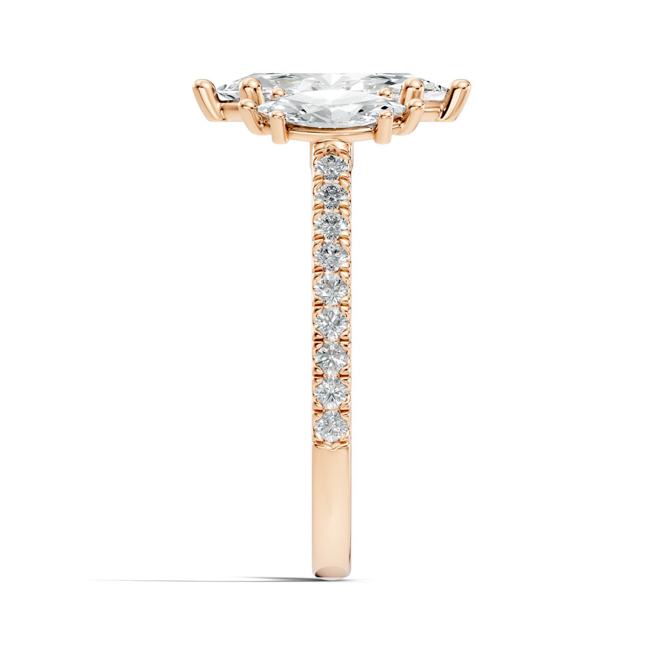 1.75 Ct. Marquise Cut Three-Stone Diamond Ring with Pavé Band (17-e) 8