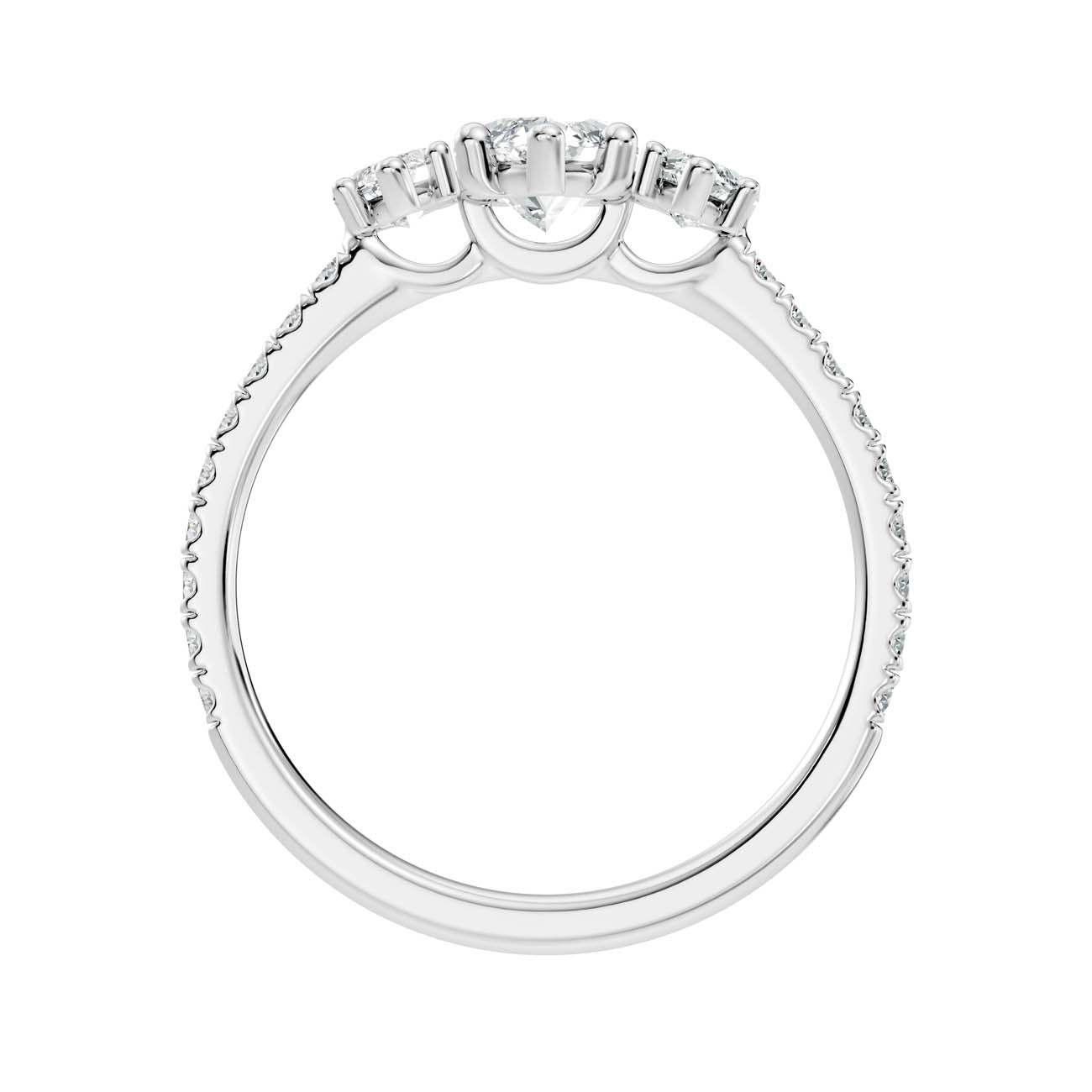 1.75 Ct. Marquise Cut Three-Stone Diamond Ring with Pavé Band (17-e) 11