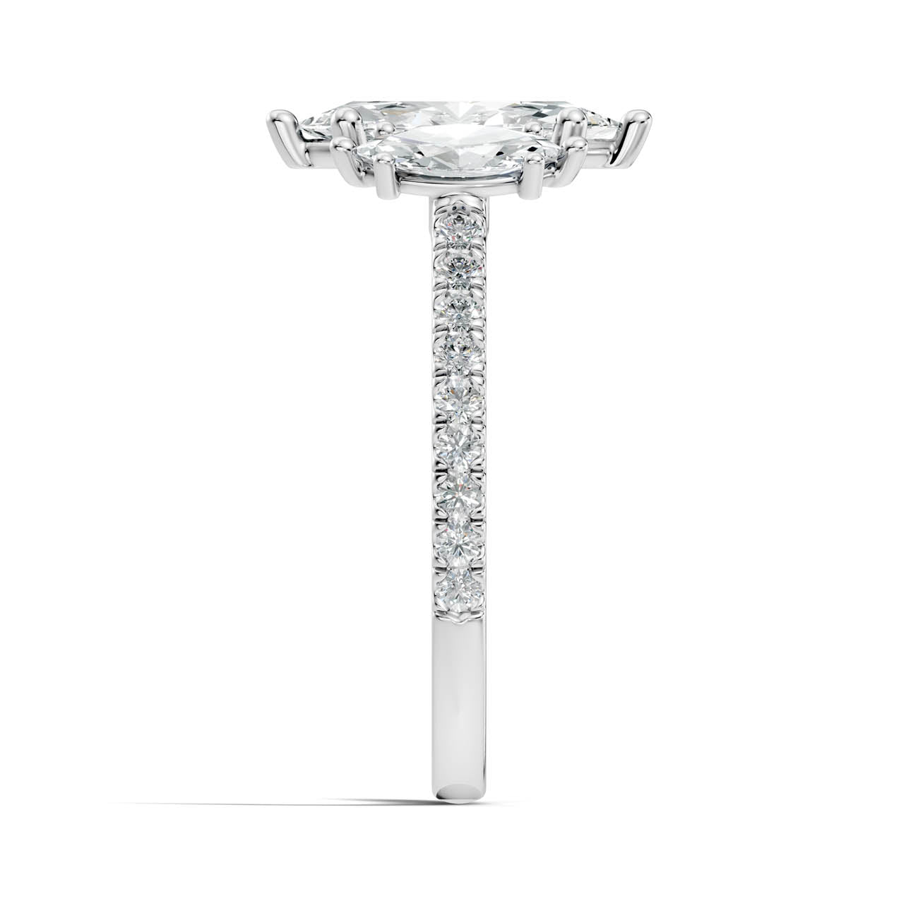 1.75 Ct. Marquise Cut Three-Stone Diamond Ring with Pavé Band (17-e) 12