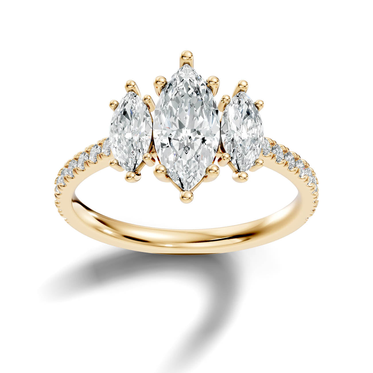 1.75 Ct. Marquise Cut Three-Stone Diamond Ring with Pavé Band (17-e) 4