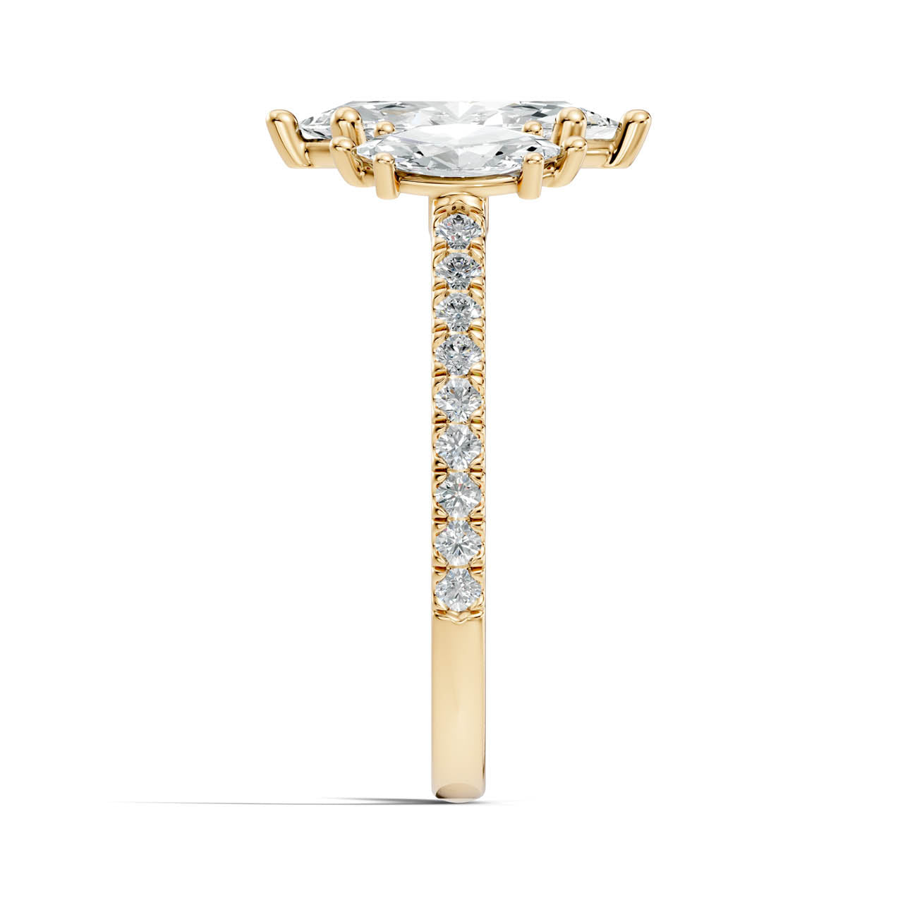 1.75 Ct. Marquise Cut Three-Stone Diamond Ring with Pavé Band (17-e) 15