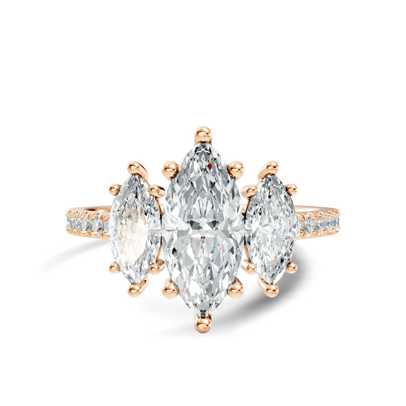1.75 Ct. Marquise Cut Three-Stone Diamond Ring with Pavé Band (17-e) 6
