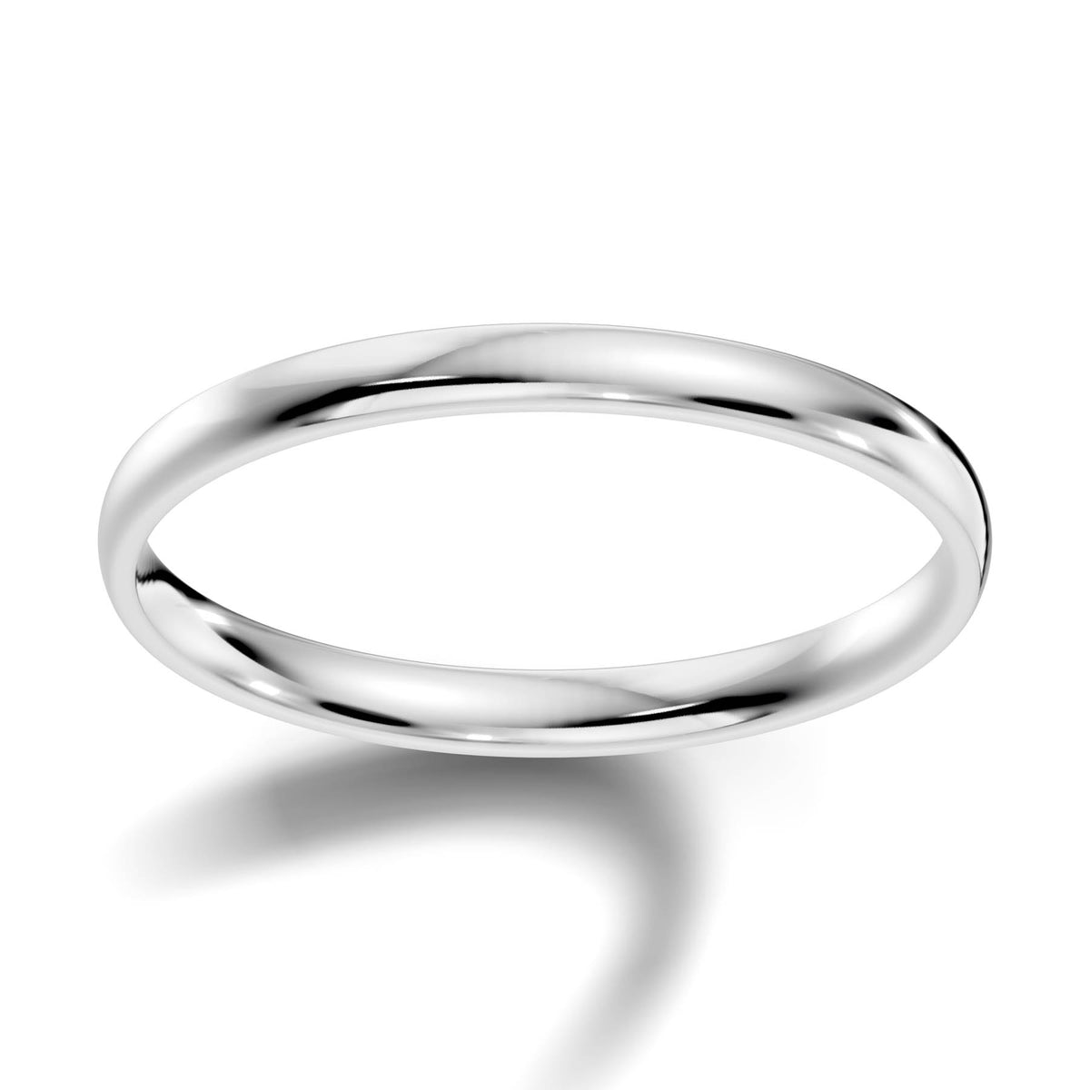 Traditional Wedding Band with Rounded High-Polish Finish (TBW-2MM) 1