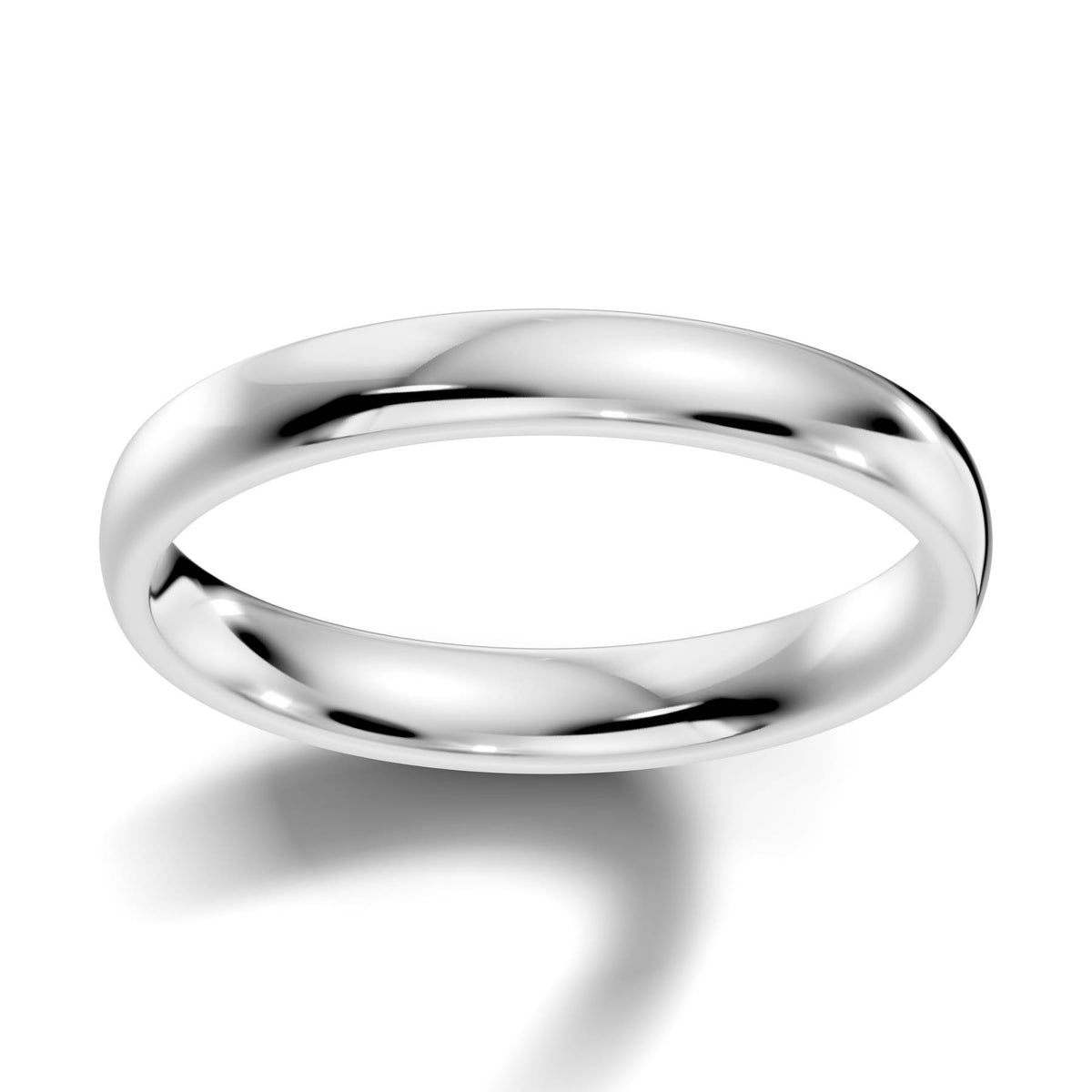 Traditional Wedding Band with Rounded High-Polish Finish (TBW-3MM) 1