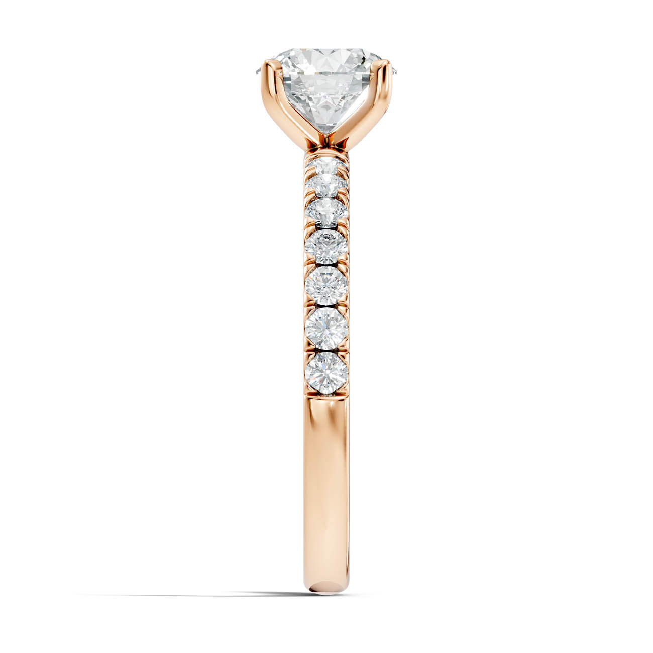 1.36 Ct. Round Brilliant Diamond Pavé Engagement Ring (19-a) 8