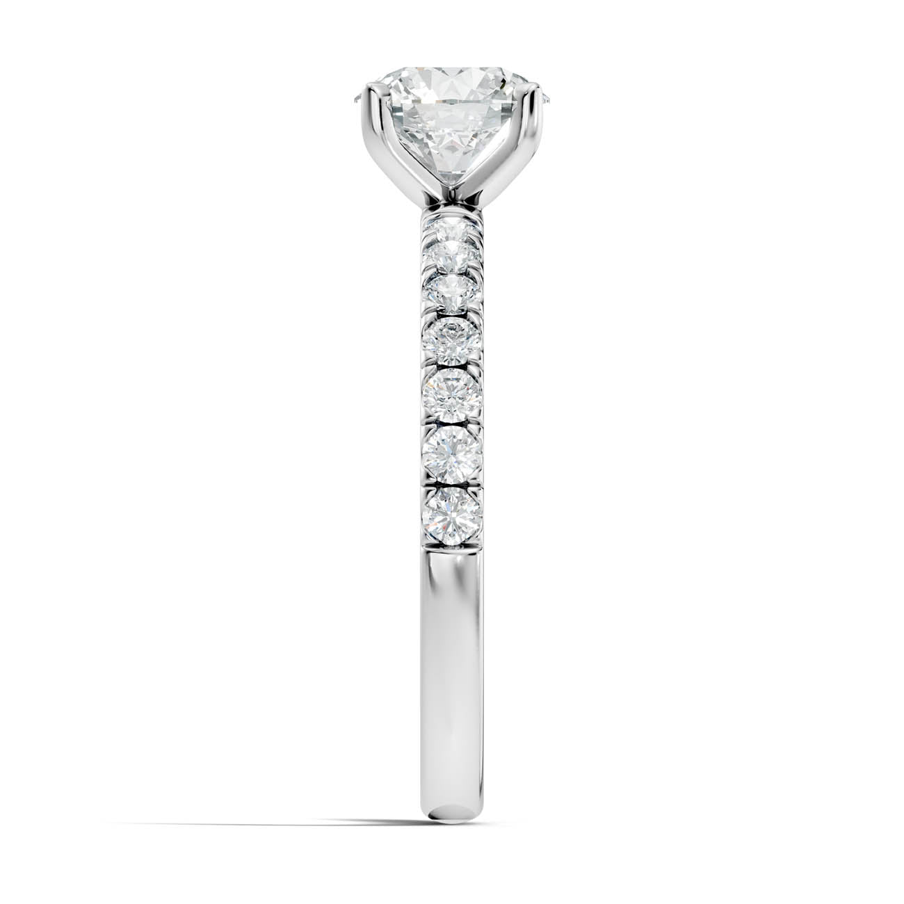 1.36 Ct. Round Brilliant Diamond Pavé Engagement Ring (19-a) 12