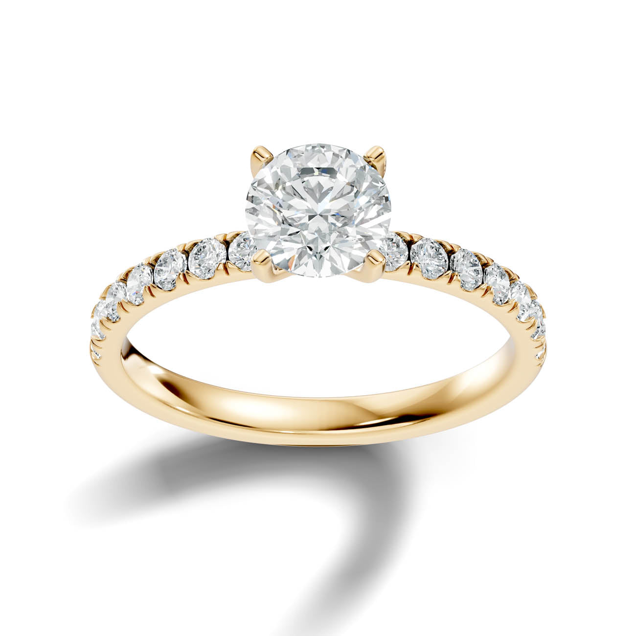 1.36 Ct. Round Brilliant Diamond Pavé Engagement Ring (19-a) 4