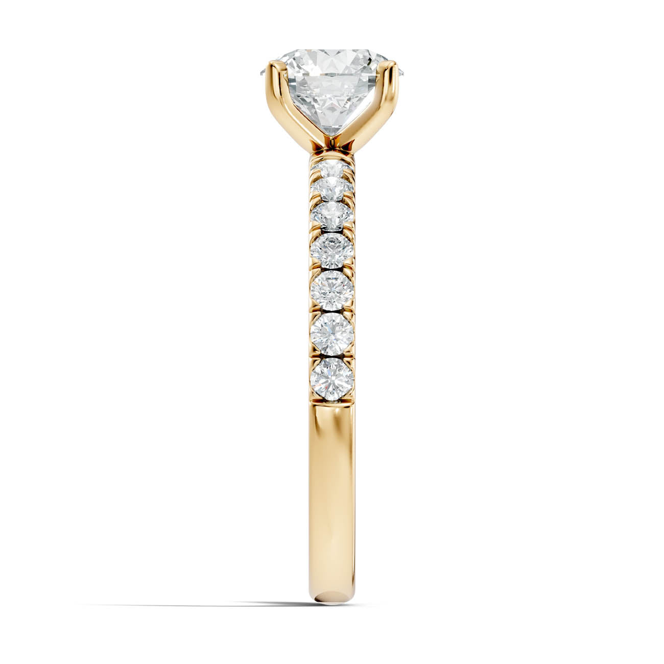 1.36 Ct. Round Brilliant Diamond Pavé Engagement Ring (19-a) 15