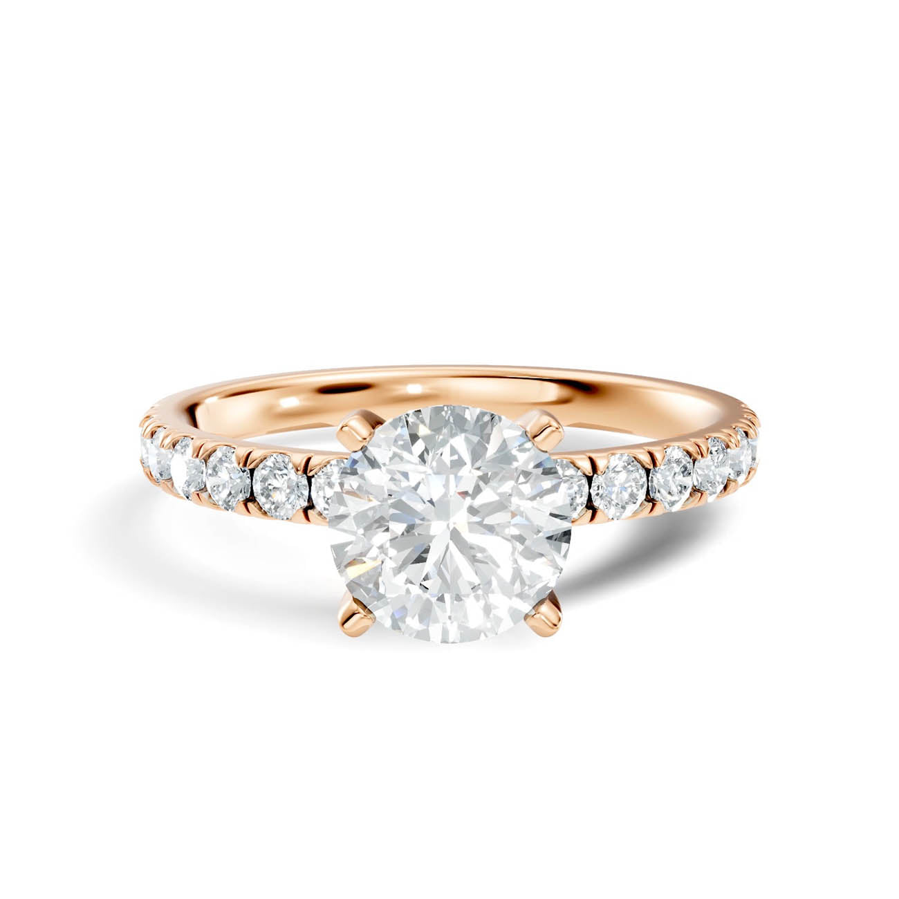 1.36 Ct. Round Brilliant Diamond Pavé Engagement Ring (19-a) 6